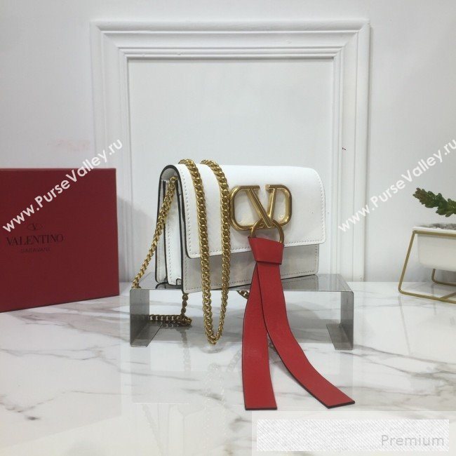 Valentino VRing Chain Flap Shoulder Bag White 2019 (XYD-9052140)