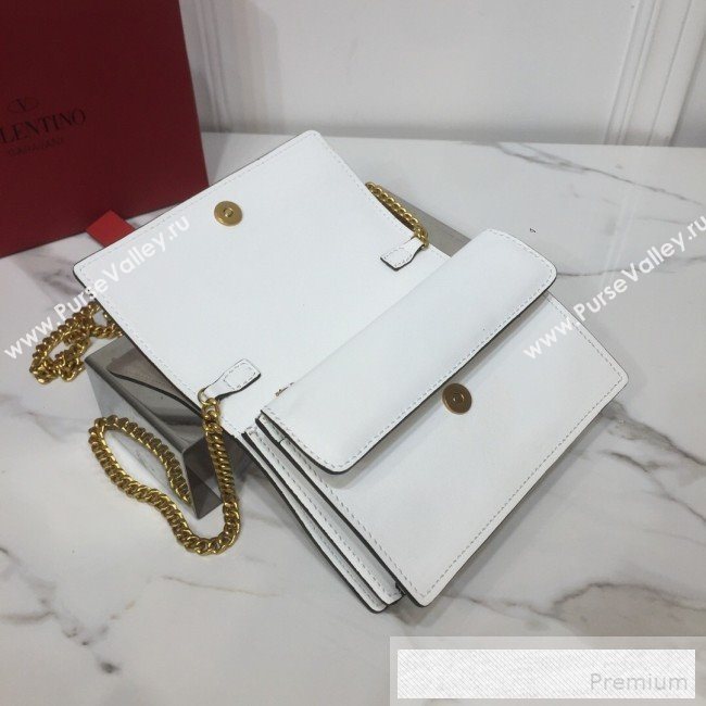 Valentino VRing Chain Flap Shoulder Bag White 2019 (XYD-9052140)