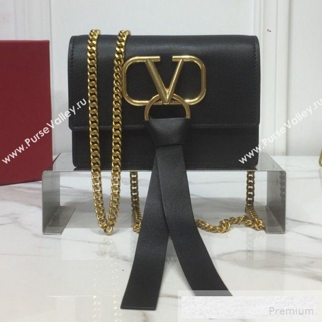 Valentino VRing Chain Flap Shoulder Bag Black 2019 (XYD-9052143)