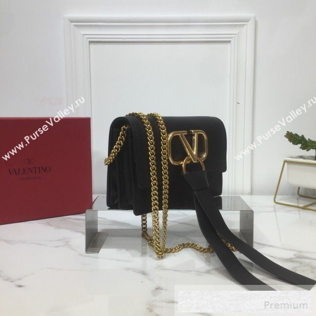 Valentino VRing Chain Flap Shoulder Bag Black 2019 (XYD-9052143)