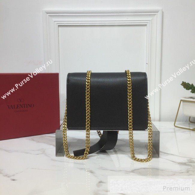 Valentino VRing Chain Flap Shoulder Bag Black 2019 (XYD-9052143)