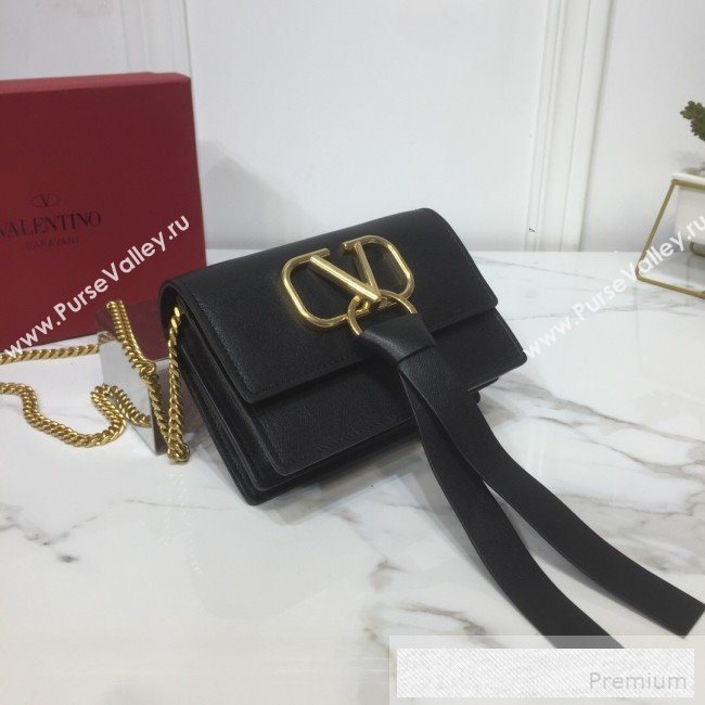 Valentino VRing Chain Flap Shoulder Bag Black 2019 (XYD-9052143)