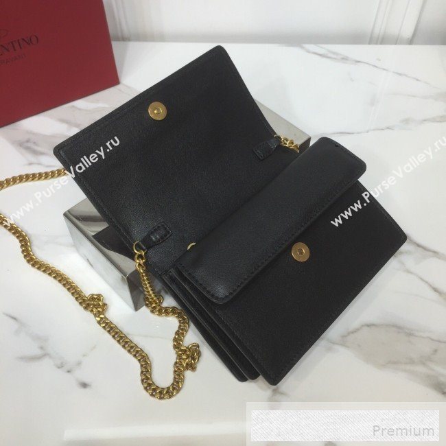 Valentino VRing Chain Flap Shoulder Bag Black 2019 (XYD-9052143)