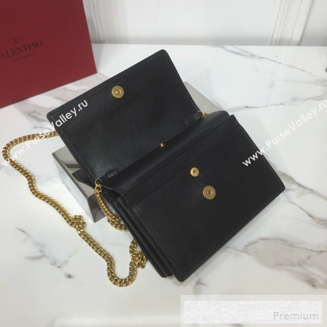 Valentino VRing Chain Flap Shoulder Bag Black 2019 (XYD-9052143)