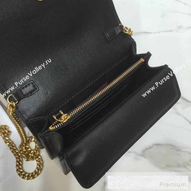 Valentino VRing Chain Flap Shoulder Bag Black 2019 (XYD-9052143)