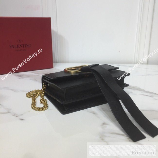 Valentino VRing Chain Flap Shoulder Bag Black 2019 (XYD-9052143)