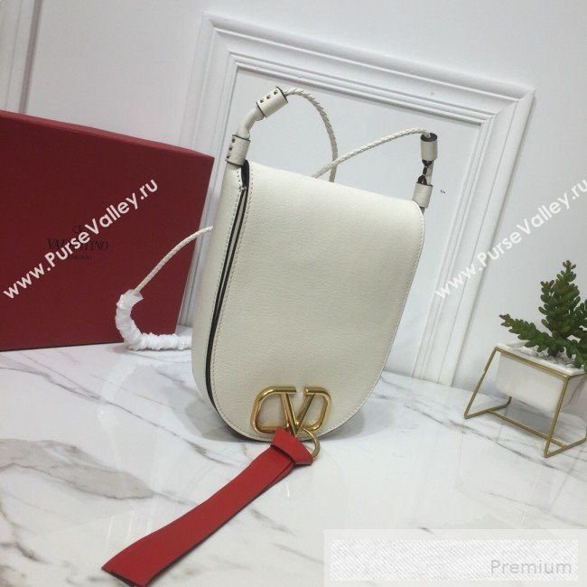 Valentino Medium Goatskin VRing Crossbody Bag White 2019 (XYD-9052144)