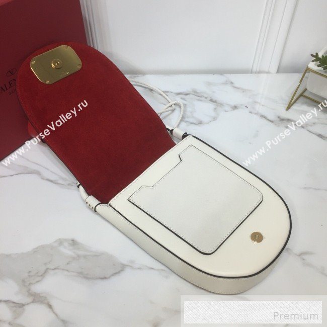 Valentino Medium Goatskin VRing Crossbody Bag White 2019 (XYD-9052144)