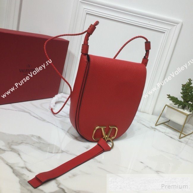 Valentino Medium Goatskin VRing Crossbody Bag Red 2019 (XYD-9052145)