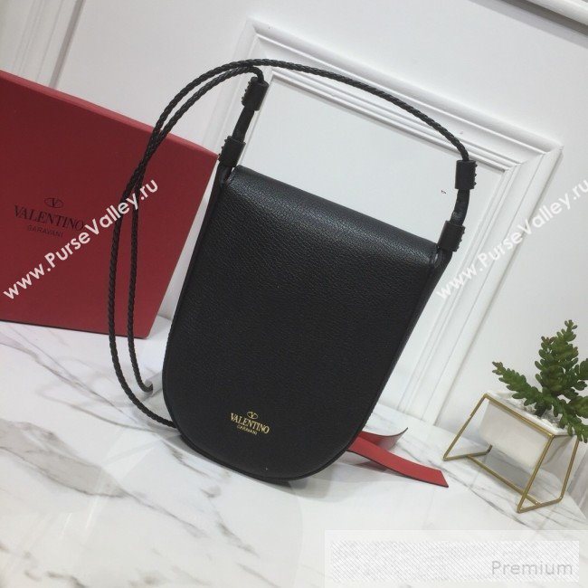 Valentino Medium Goatskin VRing Crossbody Bag Black 2019 (XYD-9052146)