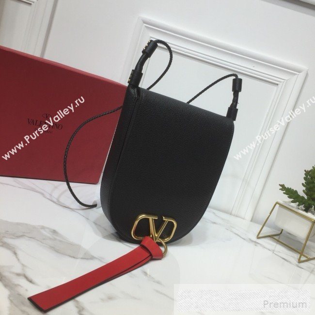 Valentino Medium Goatskin VRing Crossbody Bag Black 2019 (XYD-9052146)
