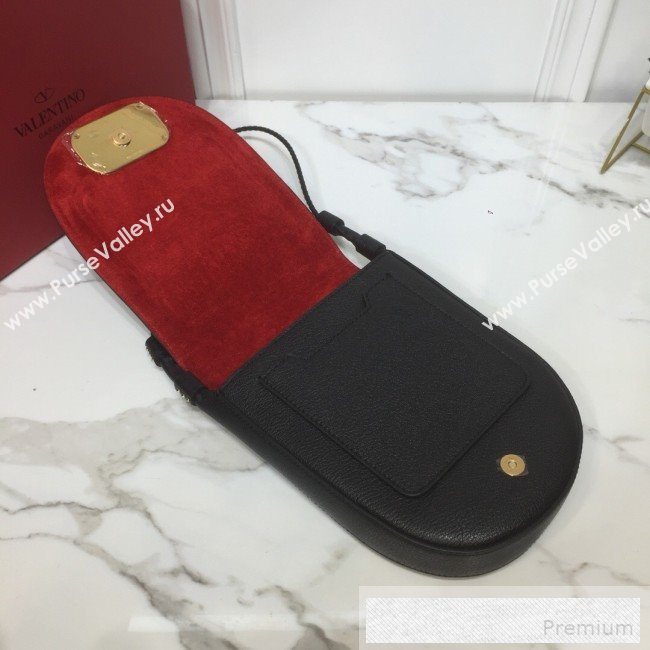 Valentino Medium Goatskin VRing Crossbody Bag Black 2019 (XYD-9052146)