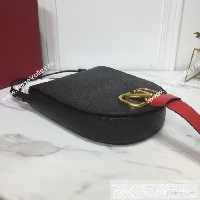 Valentino Medium Goatskin VRing Crossbody Bag Black 2019 (XYD-9052146)