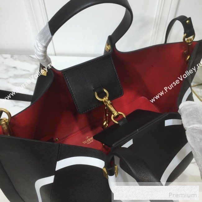 Valentino Large Giant V Logo Shopping Tote Bag Black/White 2019 (XYD-9052148)