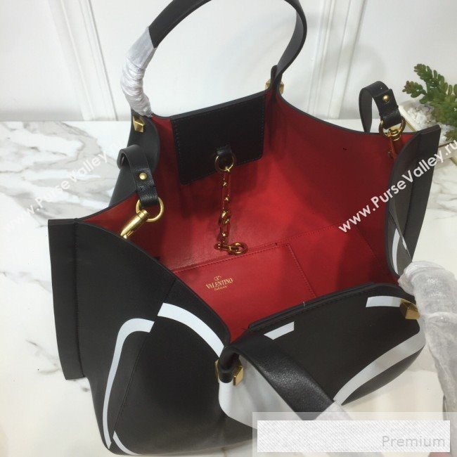 Valentino Large Giant V Logo Shopping Tote Bag Black/White 2019 (XYD-9052148)
