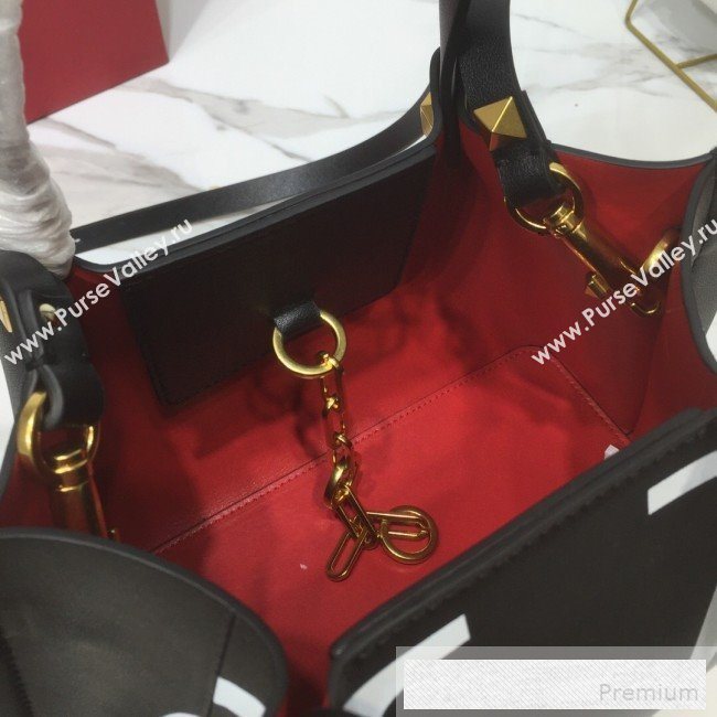 Valentino Small Giant V Logo Shopping Tote Bag Black/White 2019 (XYD-9052147)