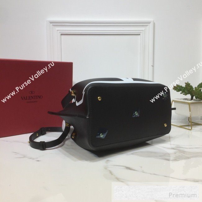 Valentino Small Giant V Logo Shopping Tote Bag Black/White 2019 (XYD-9052147)