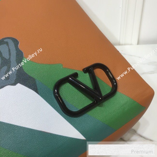 Valentino Painting Long VRing Shopping Tote Bag Tan 2019 (XYD-9052152)
