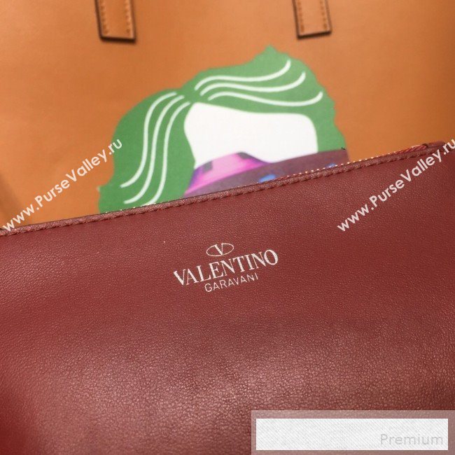 Valentino Painting Long VRing Shopping Tote Bag Tan 2019 (XYD-9052152)