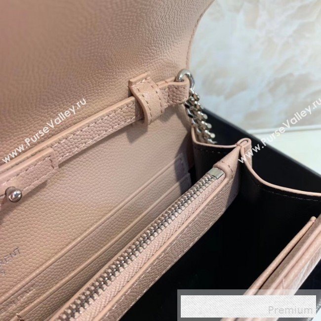 Saint Laurent 360452 Monogram Chain Wallet in Grained Matelasse Leather Light  Pink(SHW)2019 (MH-9052353)