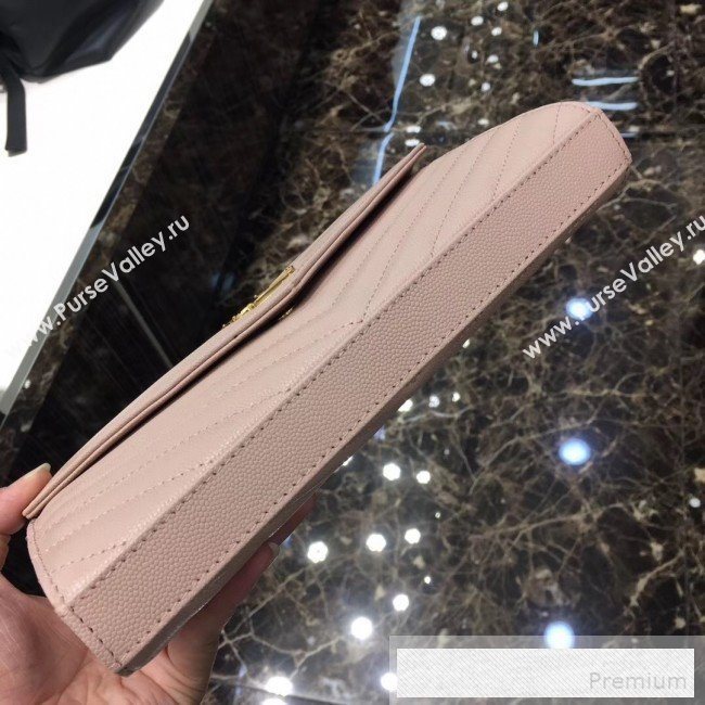 Saint Laurent 360452 Monogram Chain Wallet in Grained Matelasse Leather Light  Pink(GHW)2019 (MH-9052354)