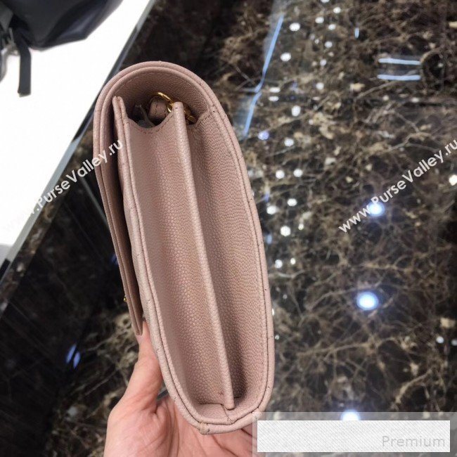 Saint Laurent 360452 Monogram Chain Wallet in Grained Matelasse Leather Light  Pink(GHW)2019 (MH-9052354)