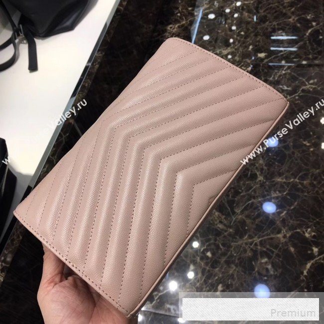 Saint Laurent 360452 Monogram Chain Wallet in Grained Matelasse Leather Light  Pink(GHW)2019 (MH-9052354)