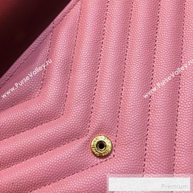 Saint Laurent 360452 Monogram Chain Wallet in Grained Matelasse Leather Pink(GHW)2019 (MH-9052358)