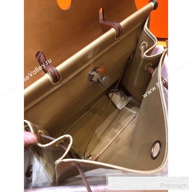 Hermes Original Leather And Canvas Large Herbag Handbag 39cm Khaki/Brown 2019 (DB-9052364)