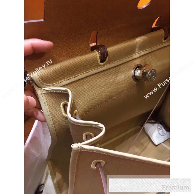 Hermes Original Leather And Canvas Large Herbag Handbag 39cm Khaki/Brown 2019 (DB-9052364)