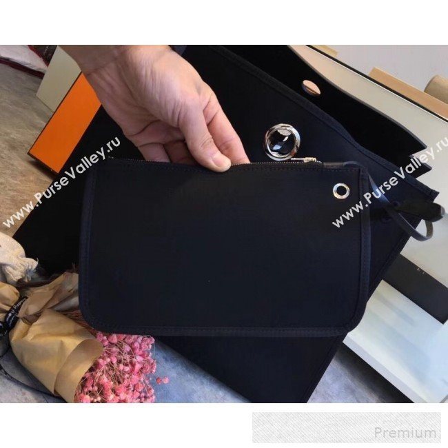 Hermes Original Leather And Canvas Large Herbag Handbag 39cm All Black 2019 (DB-9052362)