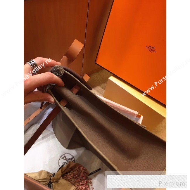 Hermes Original Leather And Canvas Large Herbag Handbag 39cm Etoupe/Brown 2019 (DB-9052368)