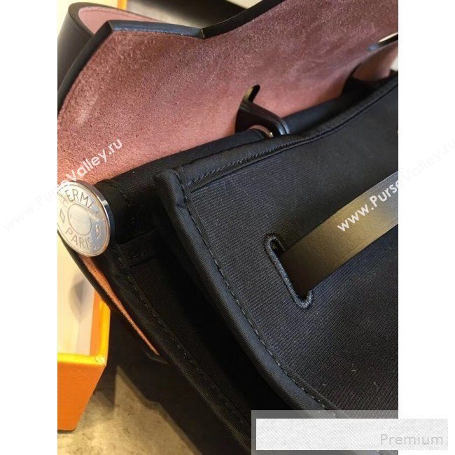 Hermes Original Leather And Canvas Large Herbag Handbag 39cm Black/Deep Coffee 2019 (DB-9052369)