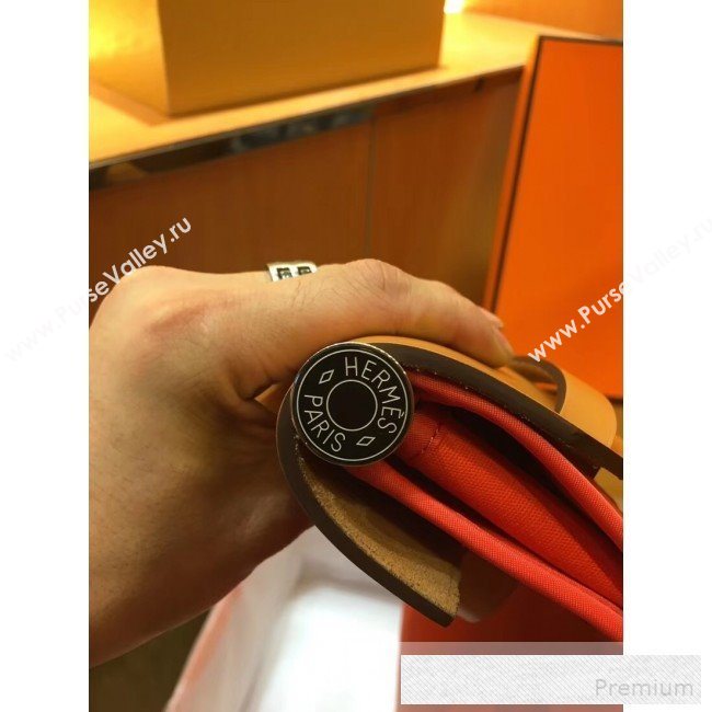 Hermes Original Leather And Canvas Large Herbag Handbag 39cm Orange/Light Coffee 2019 (DB-9052370)