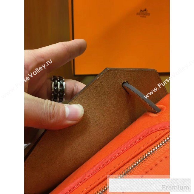 Hermes Original Leather And Canvas Large Herbag Handbag 39cm Orange/Light Coffee 2019 (DB-9052370)