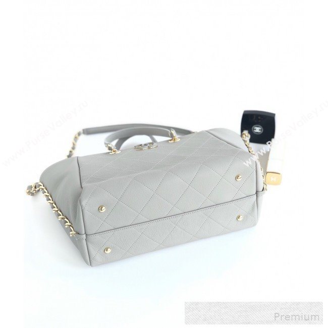 Chanel Patchwork Quilted Leather CC Shopping Tote Bag Light Grey 2019 (YD-9052065)