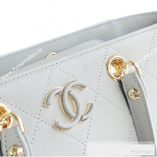 Chanel Patchwork Quilted Leather CC Shopping Tote Bag Light Grey 2019 (YD-9052065)