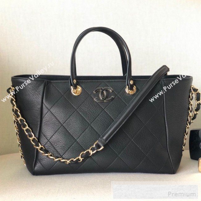 Chanel Patchwork Quilted Leather CC Shopping Tote Bag Black 2019 (YD-9052067)