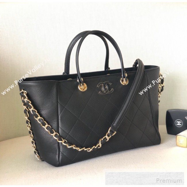 Chanel Patchwork Quilted Leather CC Shopping Tote Bag Black 2019 (YD-9052067)