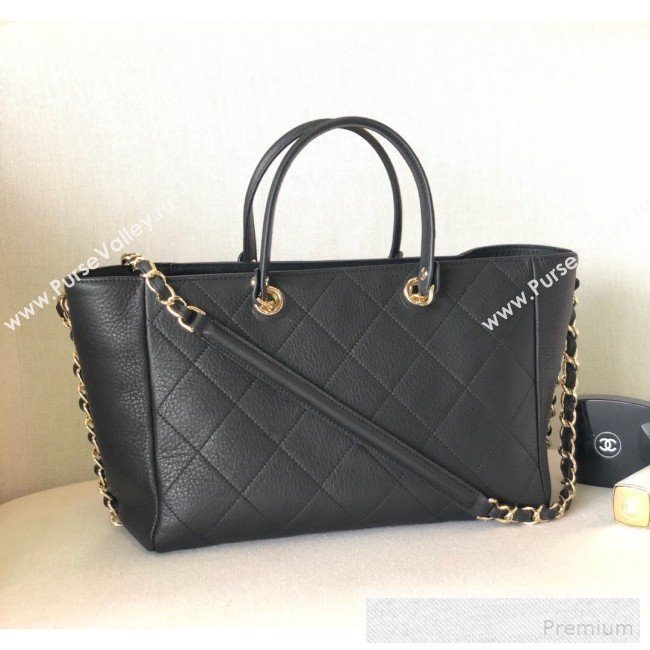 Chanel Patchwork Quilted Leather CC Shopping Tote Bag Black 2019 (YD-9052067)