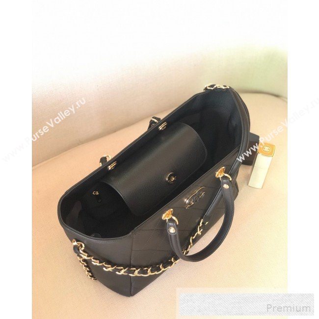Chanel Patchwork Quilted Leather CC Shopping Tote Bag Black 2019 (YD-9052067)