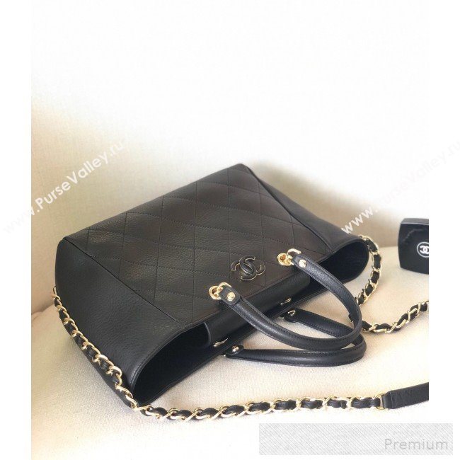 Chanel Patchwork Quilted Leather CC Shopping Tote Bag Black 2019 (YD-9052067)
