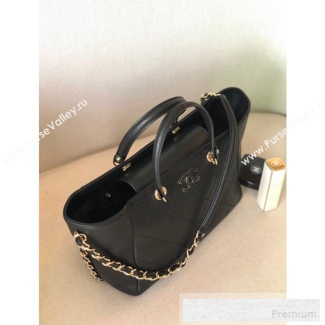 Chanel Patchwork Quilted Leather CC Shopping Tote Bag Black 2019 (YD-9052067)