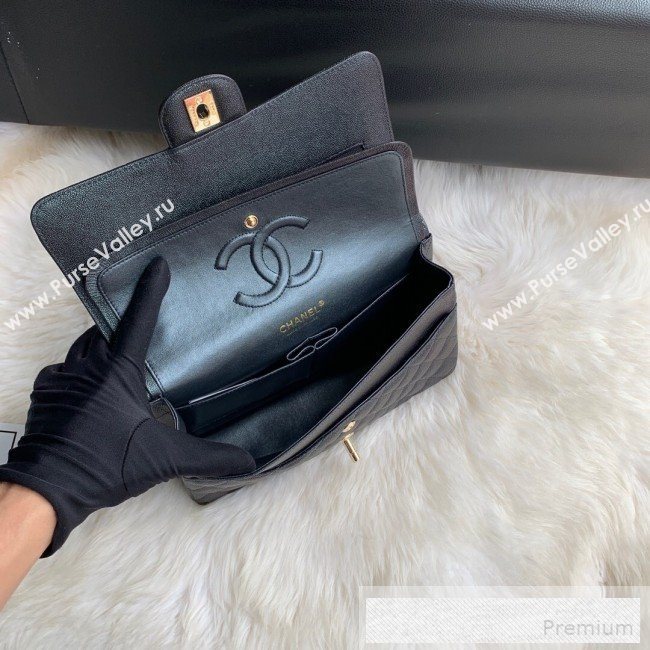 Chanel Classic Quilted Iridescent Grained Calfskin Flap Bag Black 2019 (SSZ-9052074)