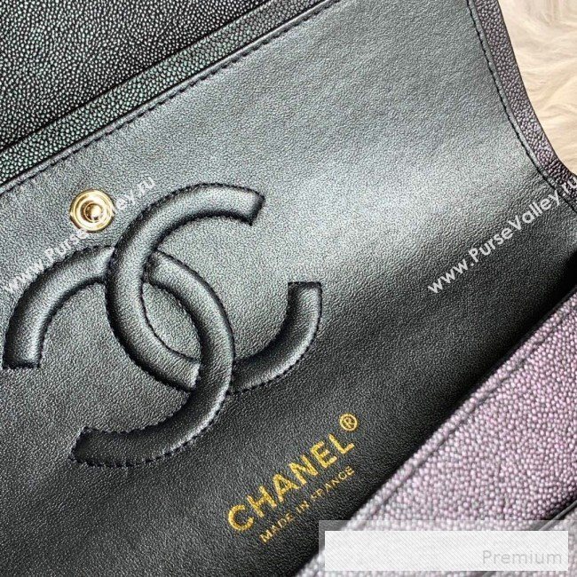 Chanel Classic Quilted Iridescent Grained Calfskin Flap Bag Black 2019 (SSZ-9052074)