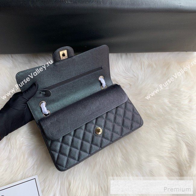 Chanel Classic Quilted Iridescent Grained Calfskin Flap Bag Black 2019 (SSZ-9052074)