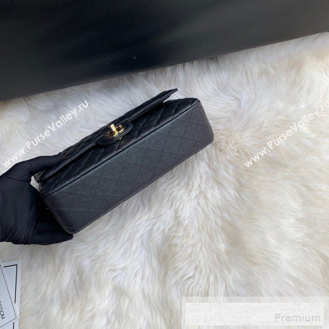 Chanel Classic Quilted Iridescent Grained Calfskin Flap Bag Black 2019 (SSZ-9052074)