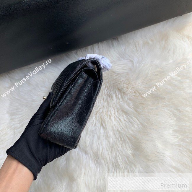 Chanel Classic Quilted Iridescent Grained Calfskin Flap Bag Black 2019 (SSZ-9052074)