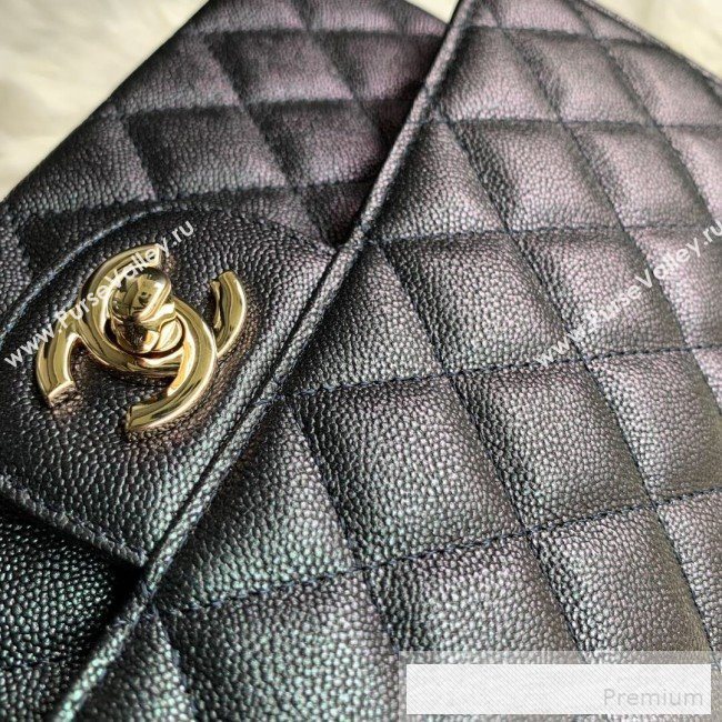 Chanel Classic Quilted Iridescent Grained Calfskin Flap Bag Black 2019 (SSZ-9052074)