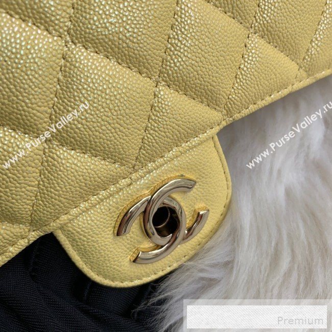 Chanel Small Classic Quilted Iridescent Grained Calfskin Flap Bag Yellow 2019 (SSZ-9052079)
